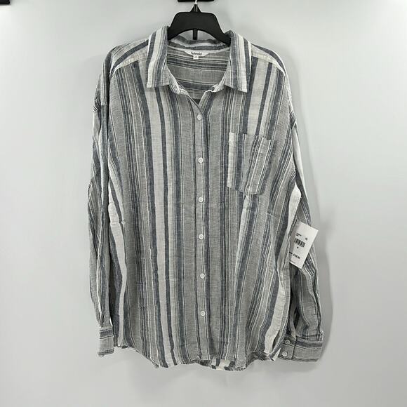 Splendid Collection Women's Bowen Linen Blend Button Down Shirt - Gray - M - NWT - Picture 2 of 6